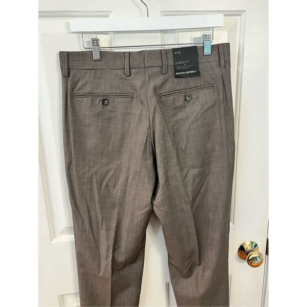 Banana Republic Classic Fit Gray Brown Dress Pants sz 31/32 NWT